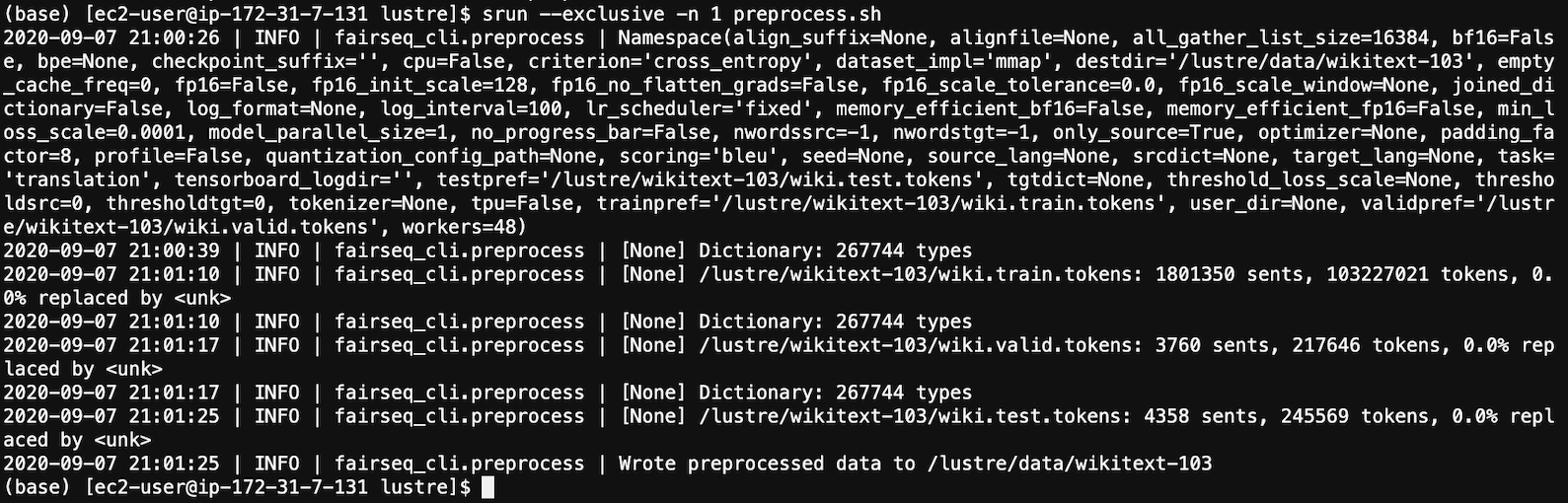 Preprocessing data output